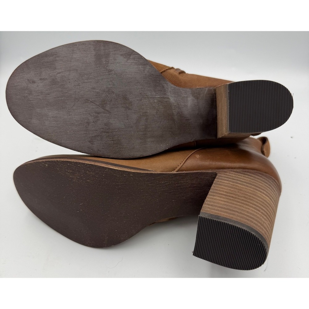BP Lance Ankle Boots Womens 7.5 Brown Excellent Leather Block Heel Booties - Picture 6 of 10